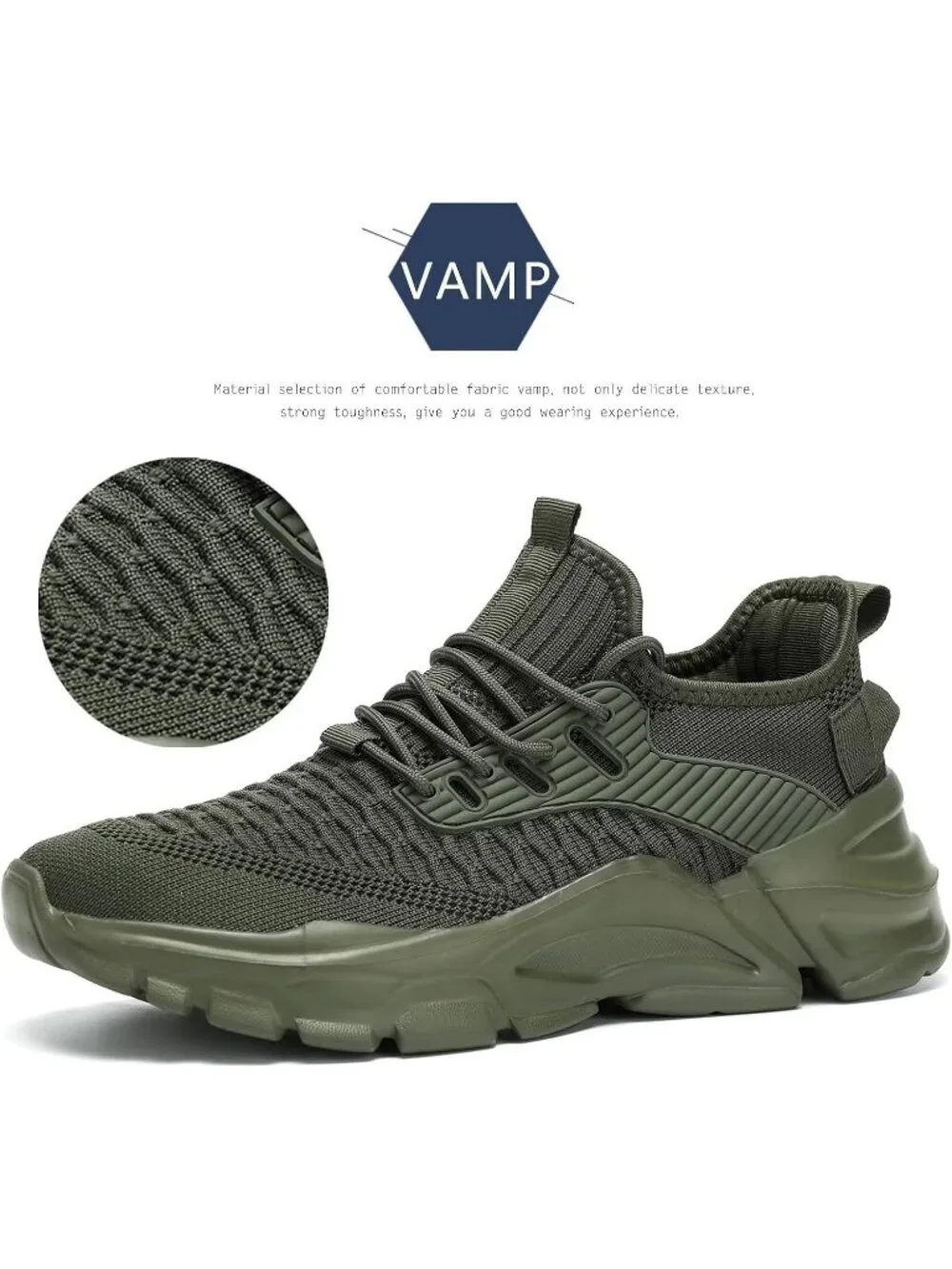 Men's Green Lightweight Non Slip Resistant Athletic Sports Walking Sneakers
